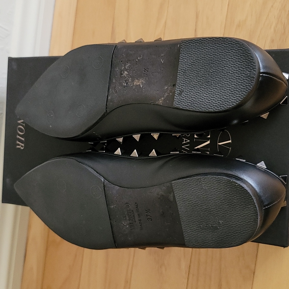 Valentino Noir Rockstud Flats 37.5 - Picture 7 of 8